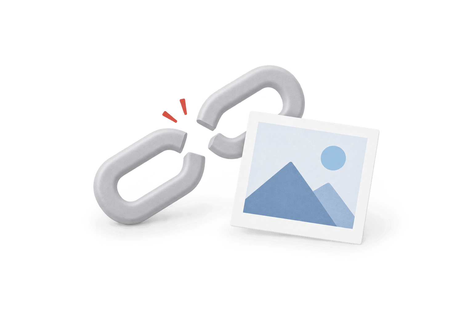 Broken link and missing-image symbols