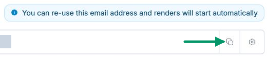 Detail of the receiving-address Copy control with an arrow pointing to the copy icon