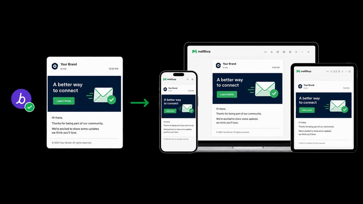 Braze test email sent to MailSlurp for phone, tablet, and desktop previews