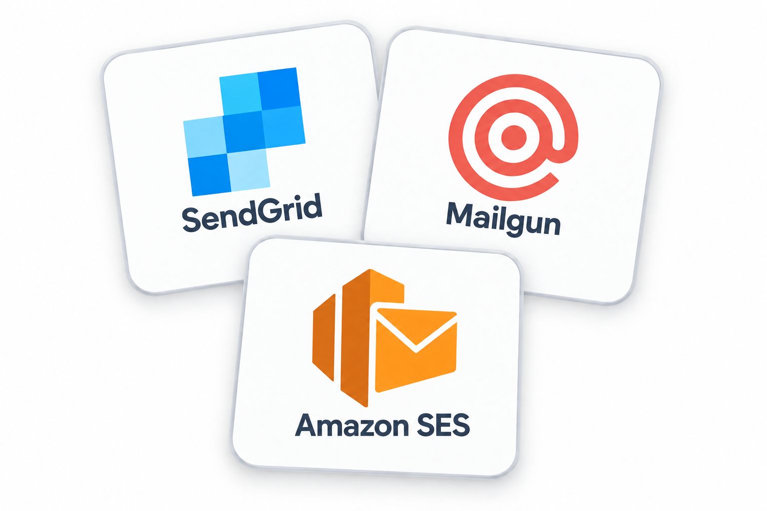 SendGrid, Mailgun and Amazon SES provider logo cluster