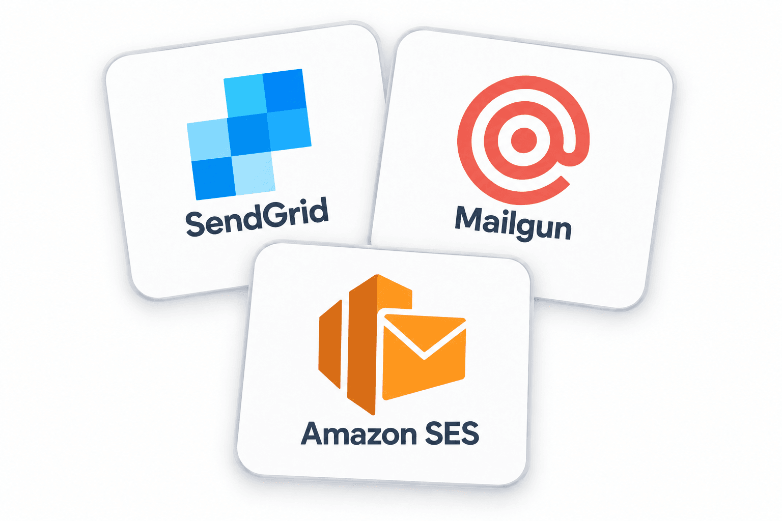 SendGrid, Mailgun and Amazon SES sending provider logos