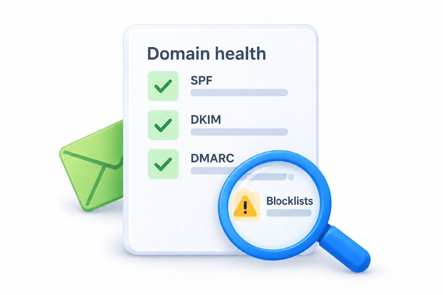SPF, DKIM, DMARC and blocklist checks for a sending domain