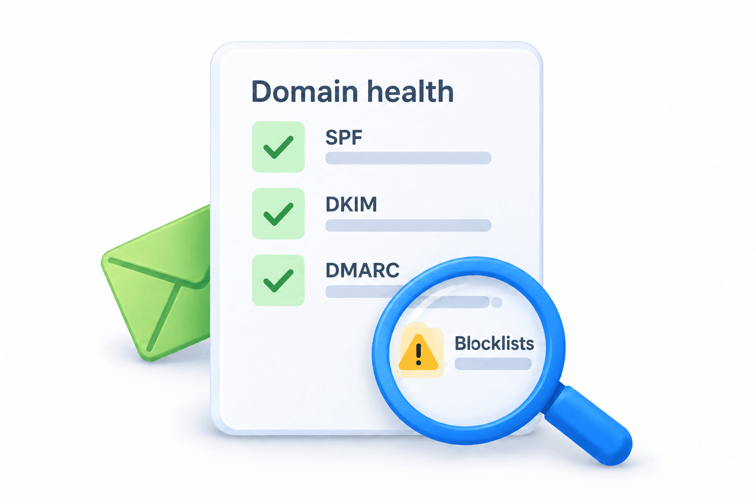 SPF, DKIM, DMARC, and blocklist health checks