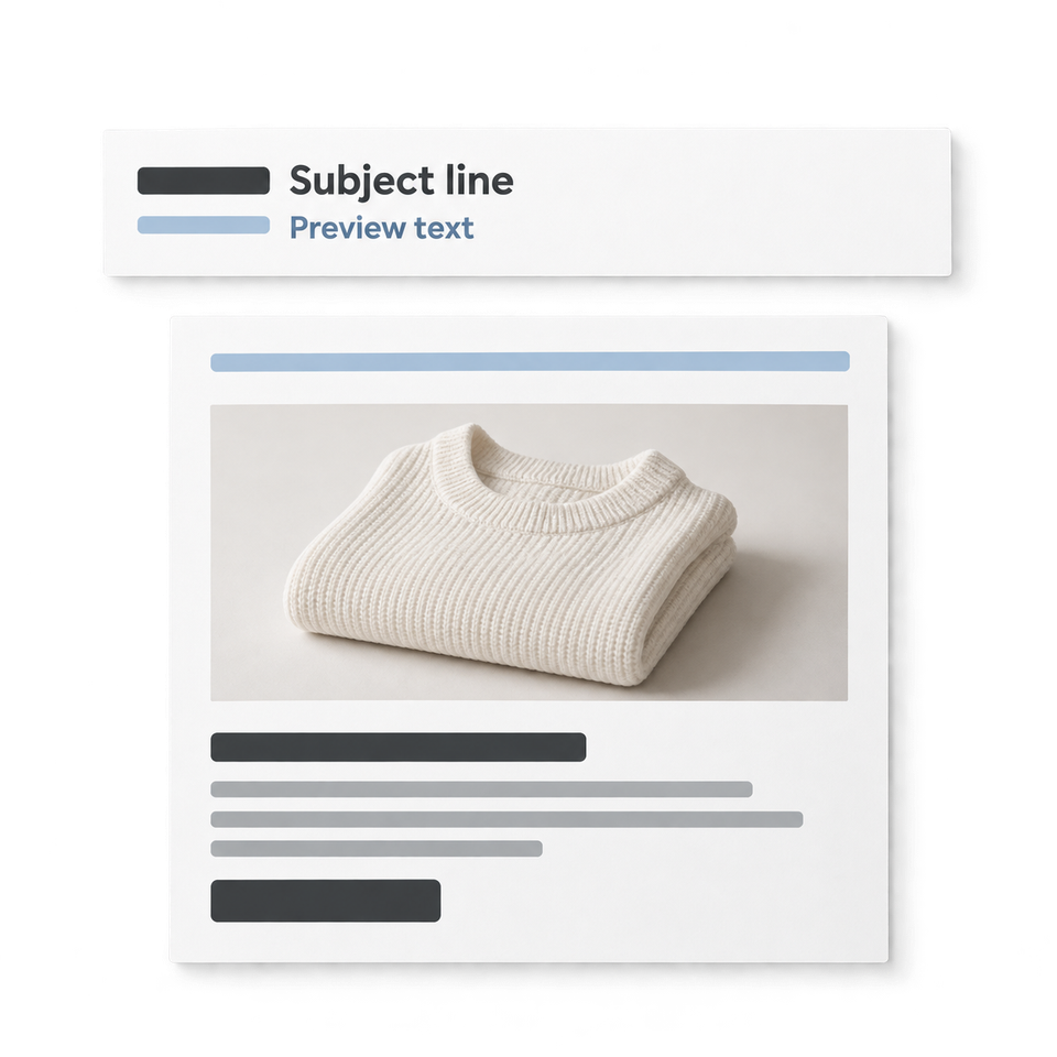 Illustration of subject and preview text above an opened email