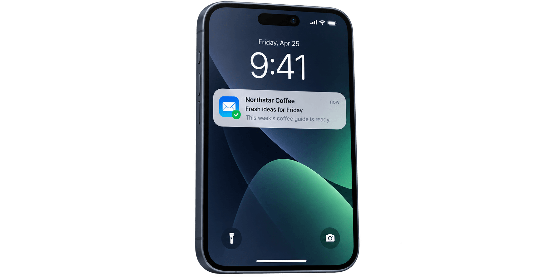 A newsletter email notification arriving on a mobile phone
