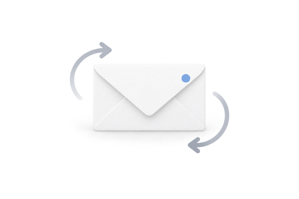 An envelope with repeat arrows for repeatable email checks