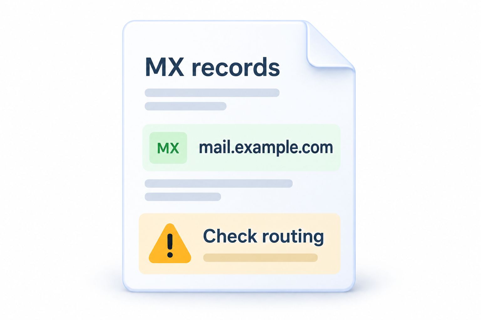 Illustrative MX record marked for a routing check