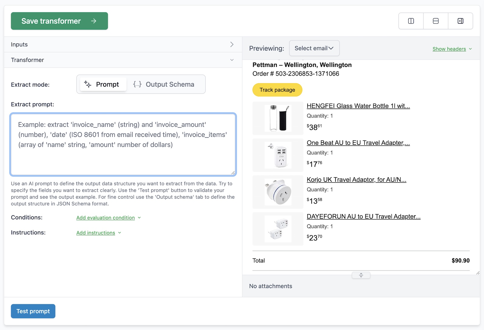 Turn emails into excel spreadsheets