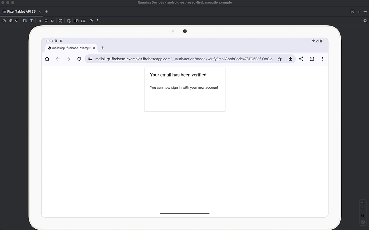Receive a OTP link in android test