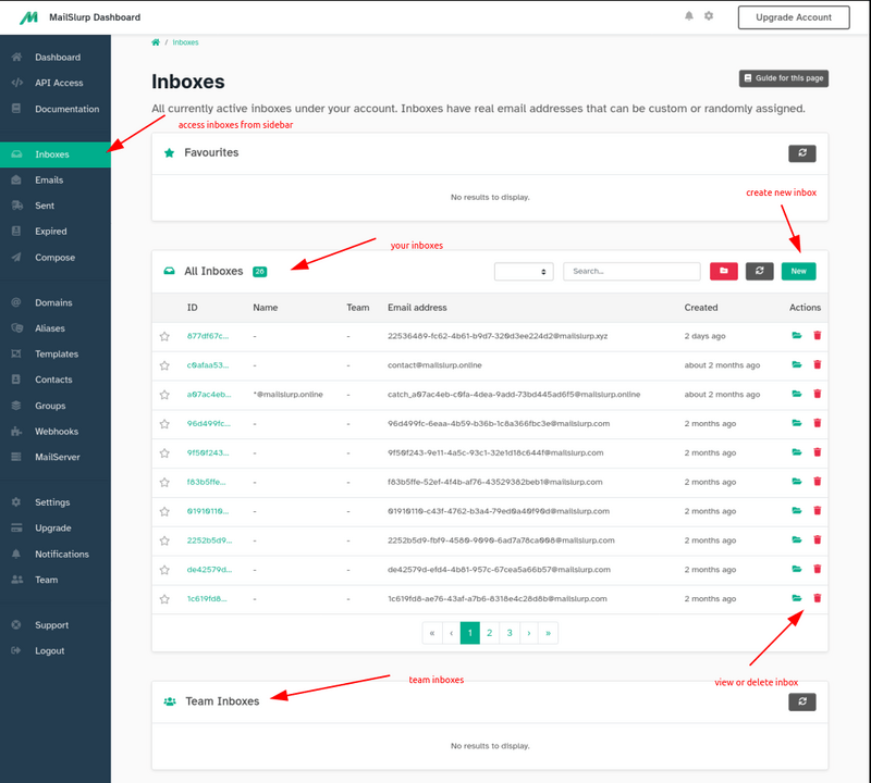 View inboxes