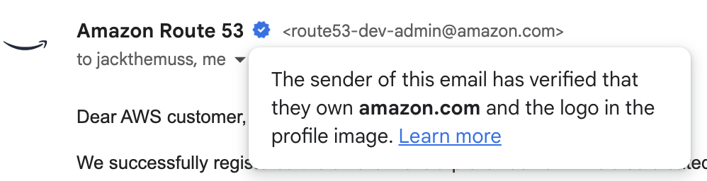 blue check verified email