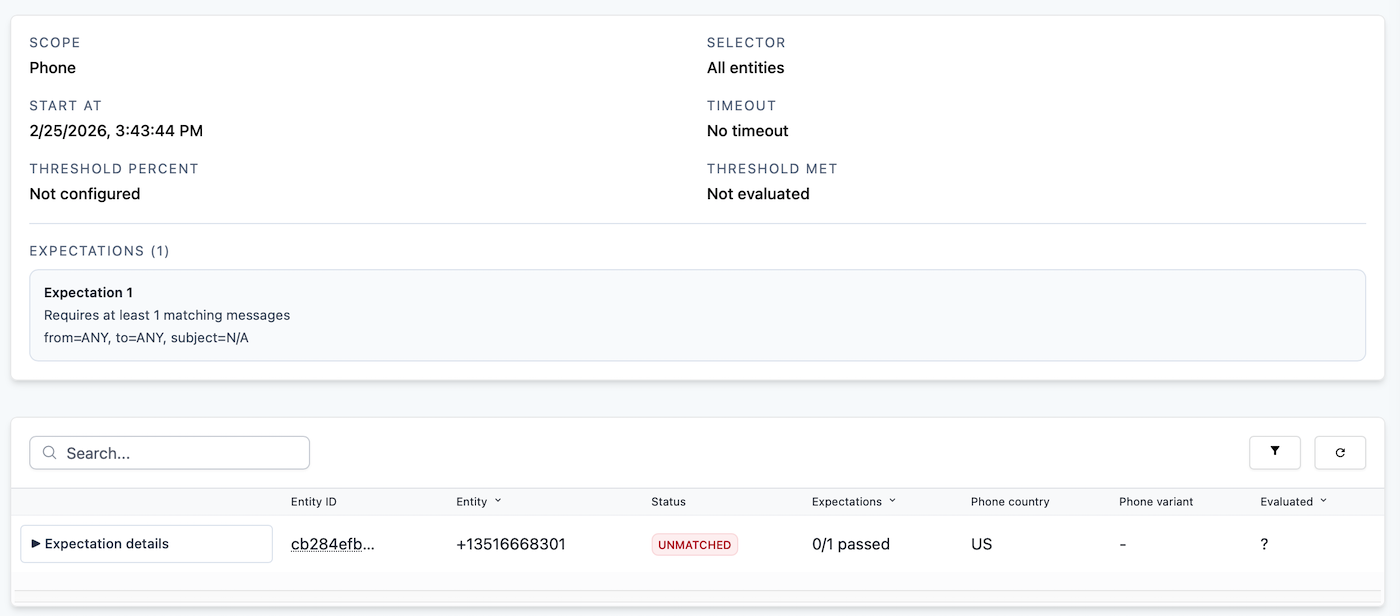 Deliverability test results and summary view