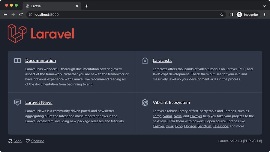 laravel start