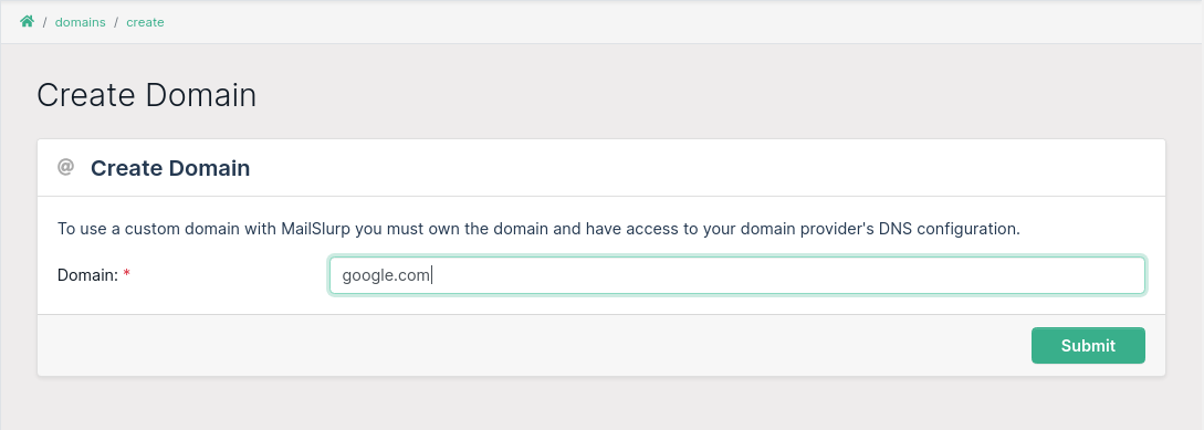 create a domain
