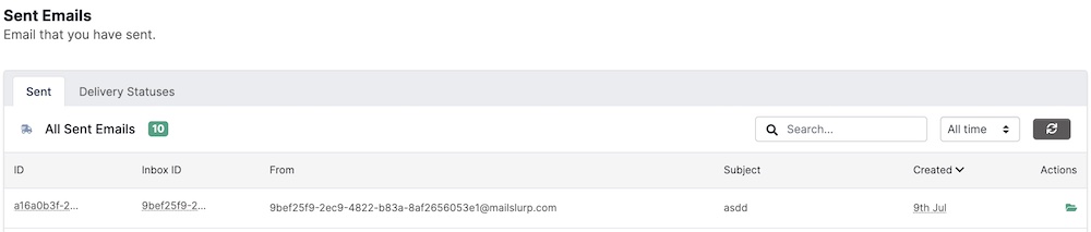 sent email table