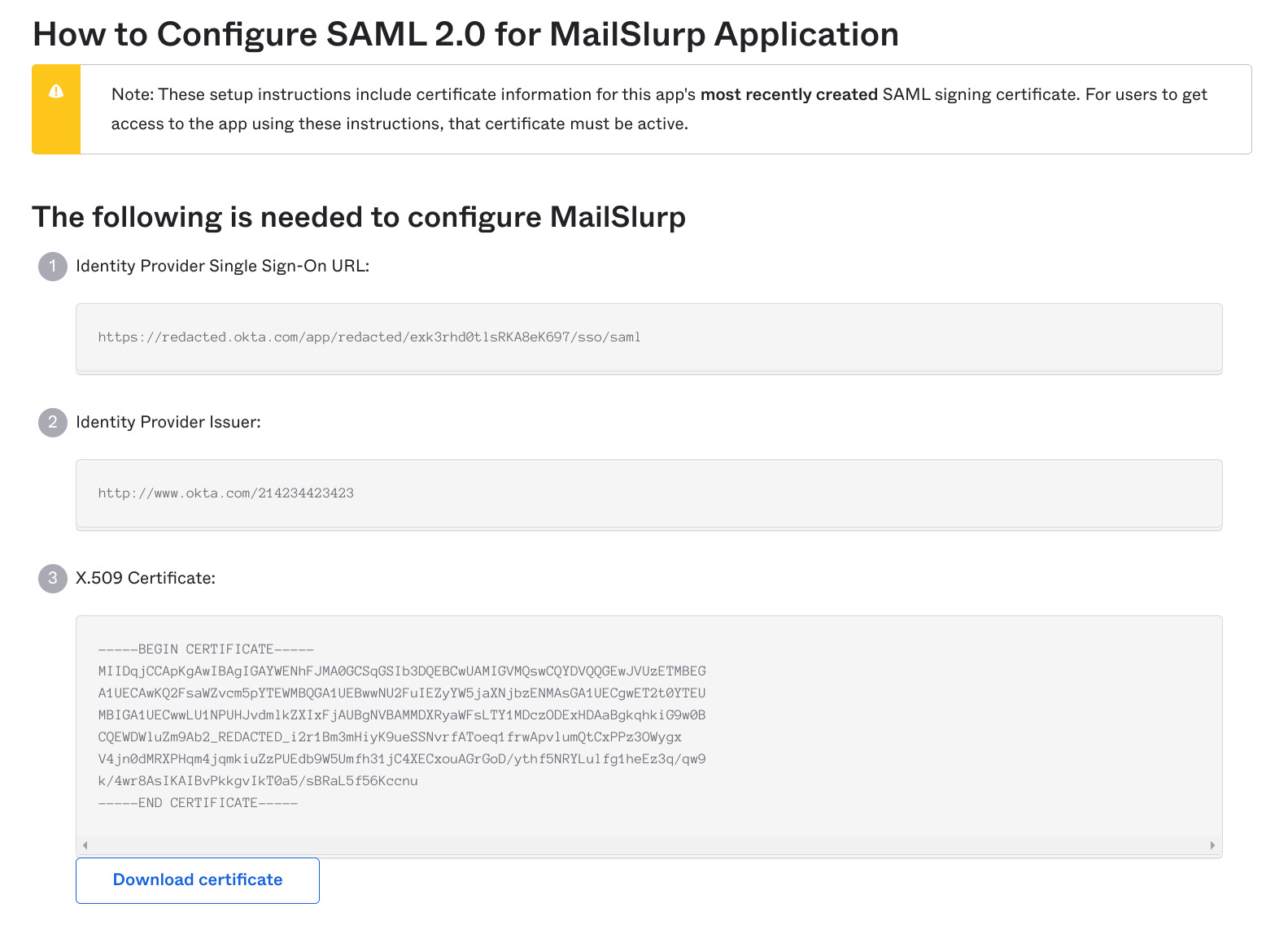 Setup SAML in Okta