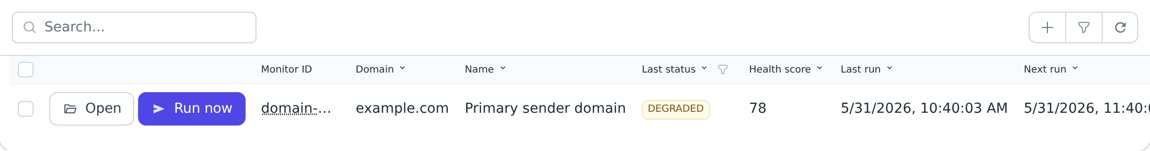 Run domain monitor checks on demand in MailSlurp