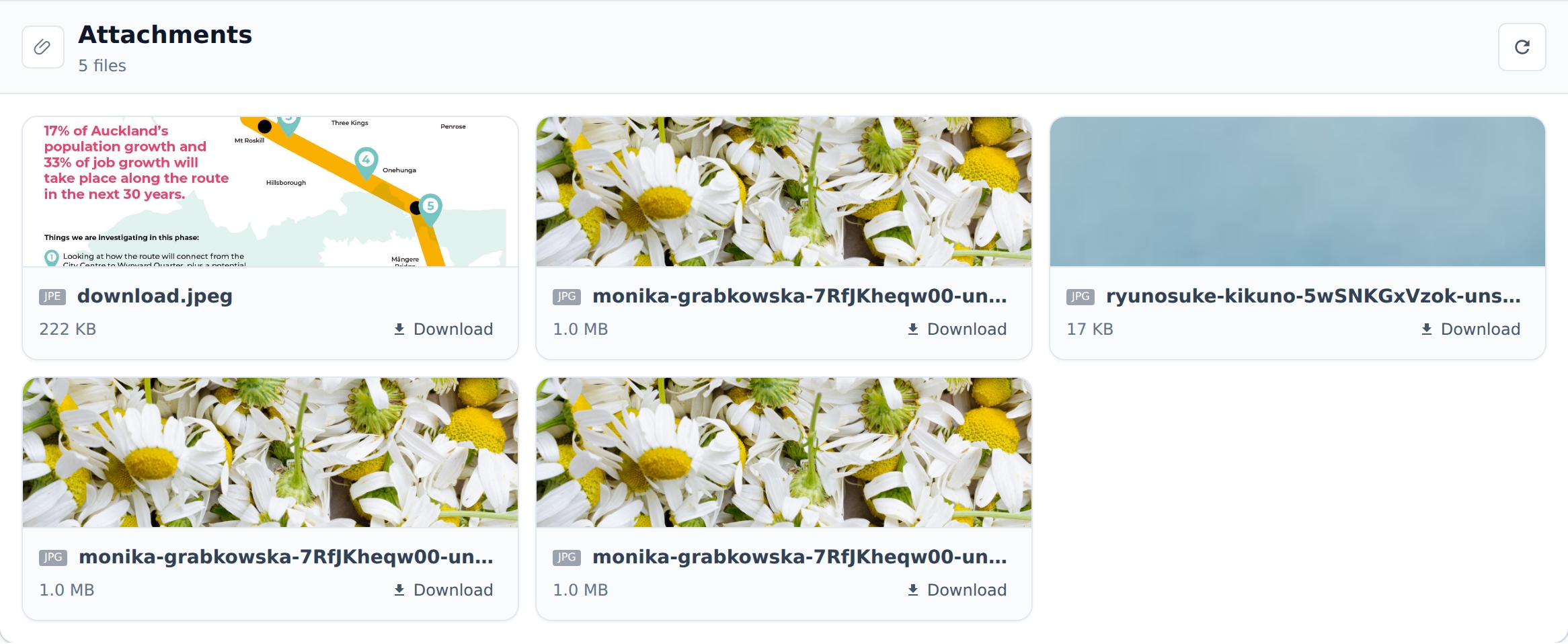 MailSlurp attachments view showing files ready for downstream processing
