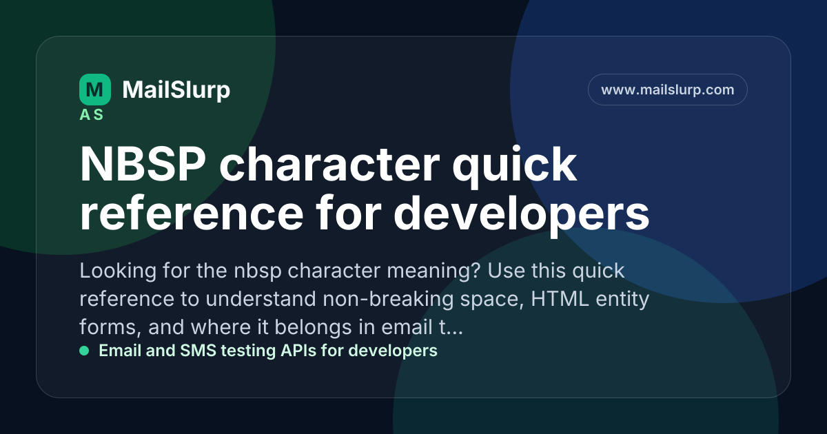 NBSP character quick reference for developers