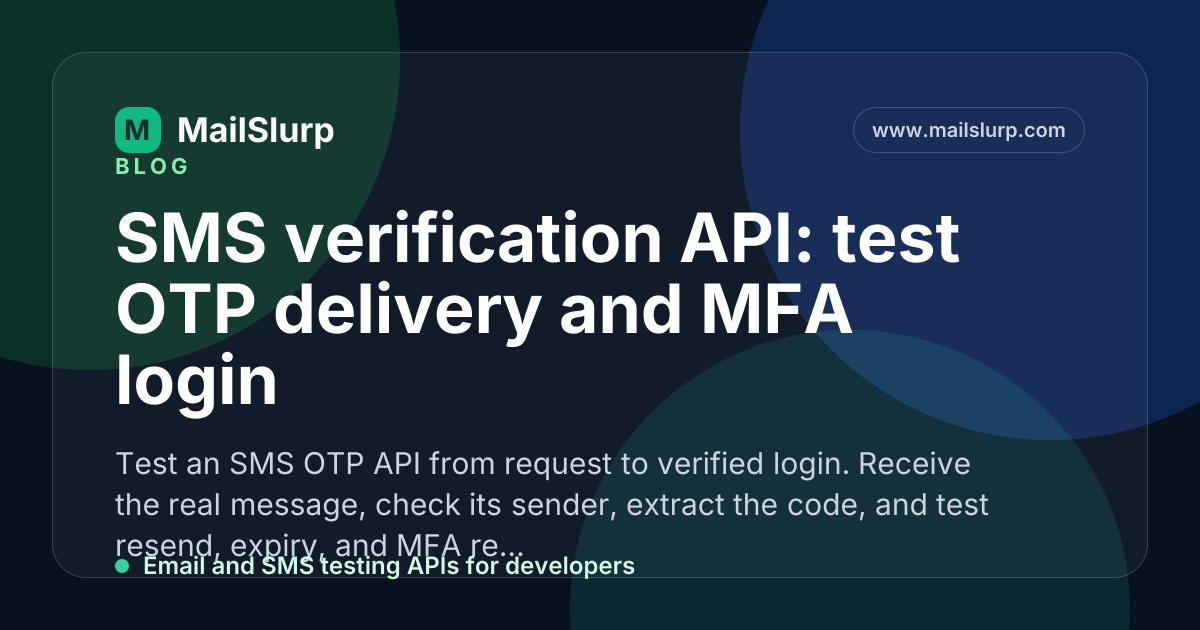SMS verification API for OTP and MFA testing
