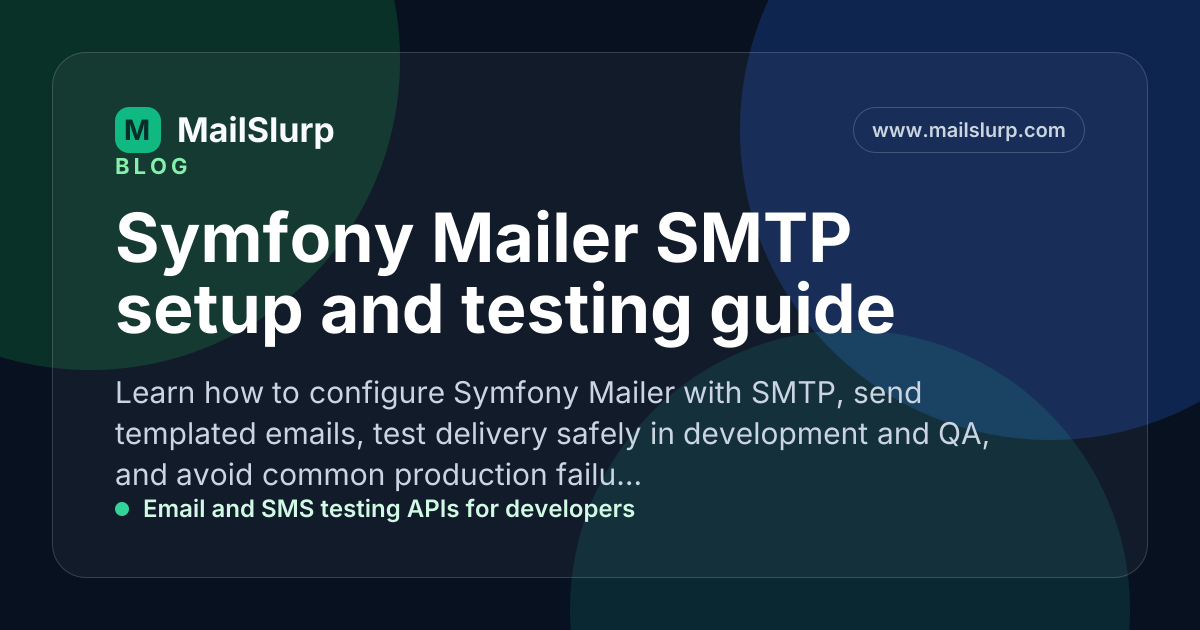 Symfony Mailer SMTP setup and testing guide