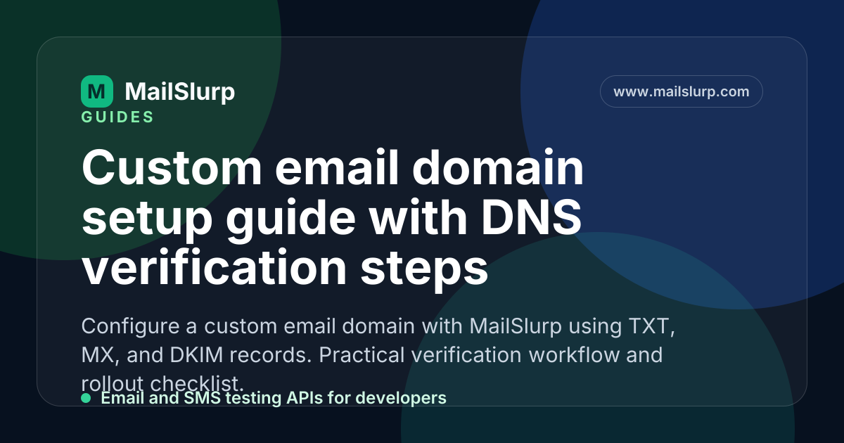 Custom email domain setup guide with DNS verification steps