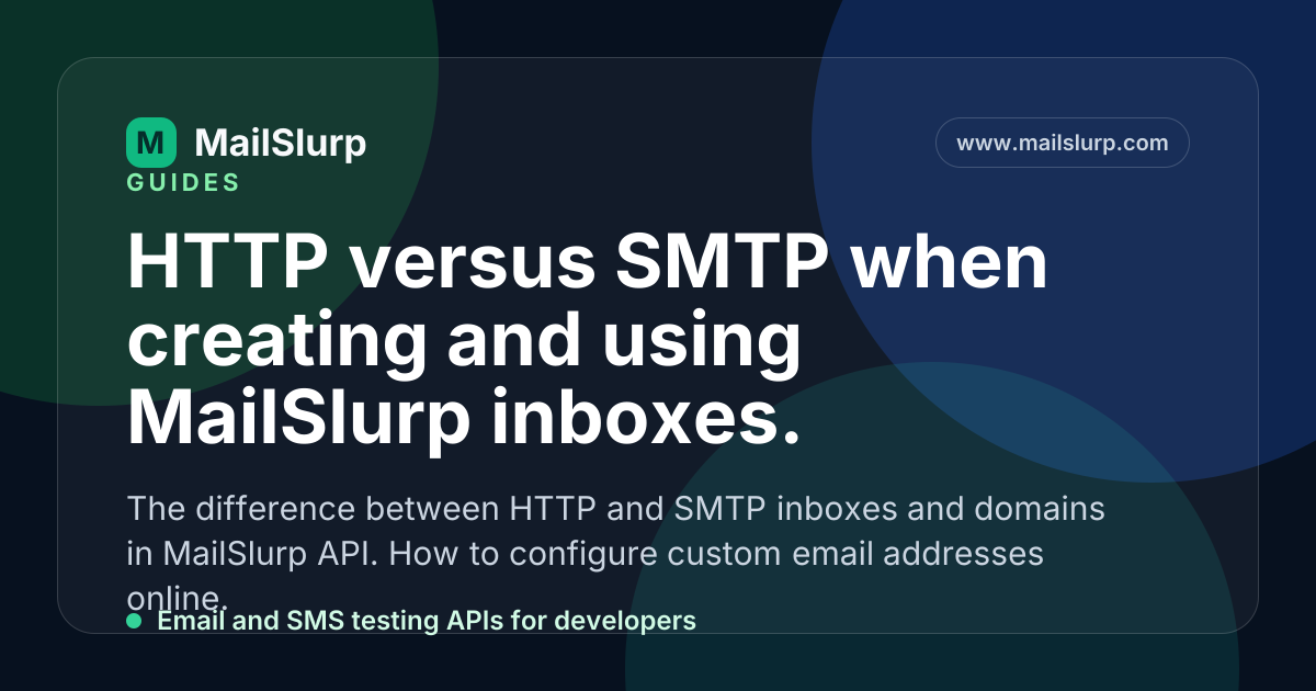 HTTP versus SMTP when creating and using MailSlurp inboxes.