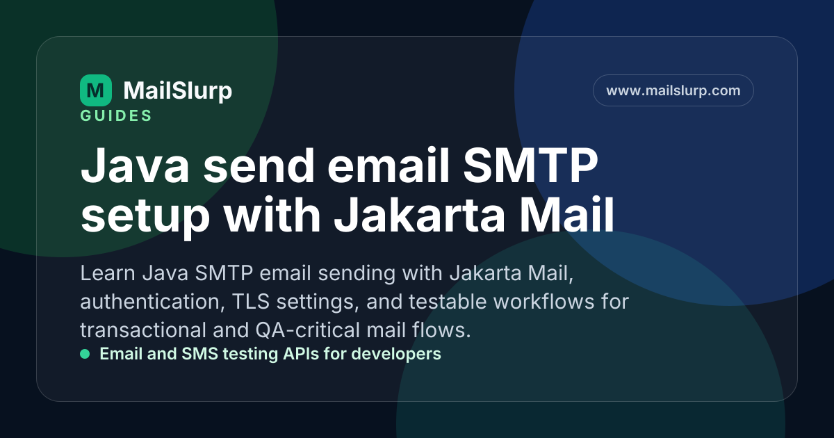Java send email SMTP setup with Jakarta Mail