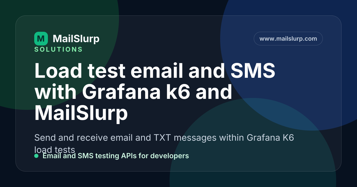 Load test email and SMS with Grafana k6 and MailSlurp