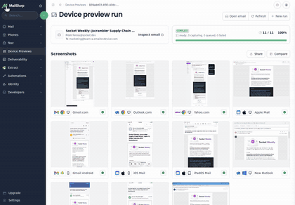 MailSlurp device preview workflow demo
