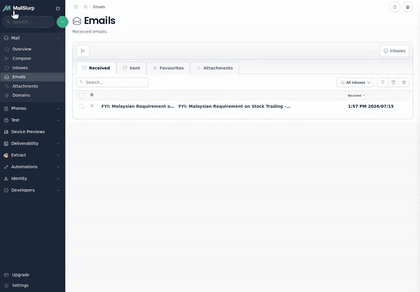 MailSlurp email audit drawer demo